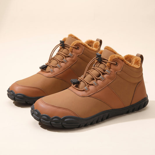 Kastanje winterboot in bruin, paar van opzij