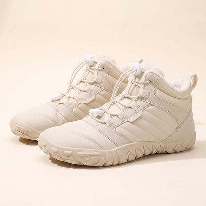 Mist winterboot in beige, paar van opzij