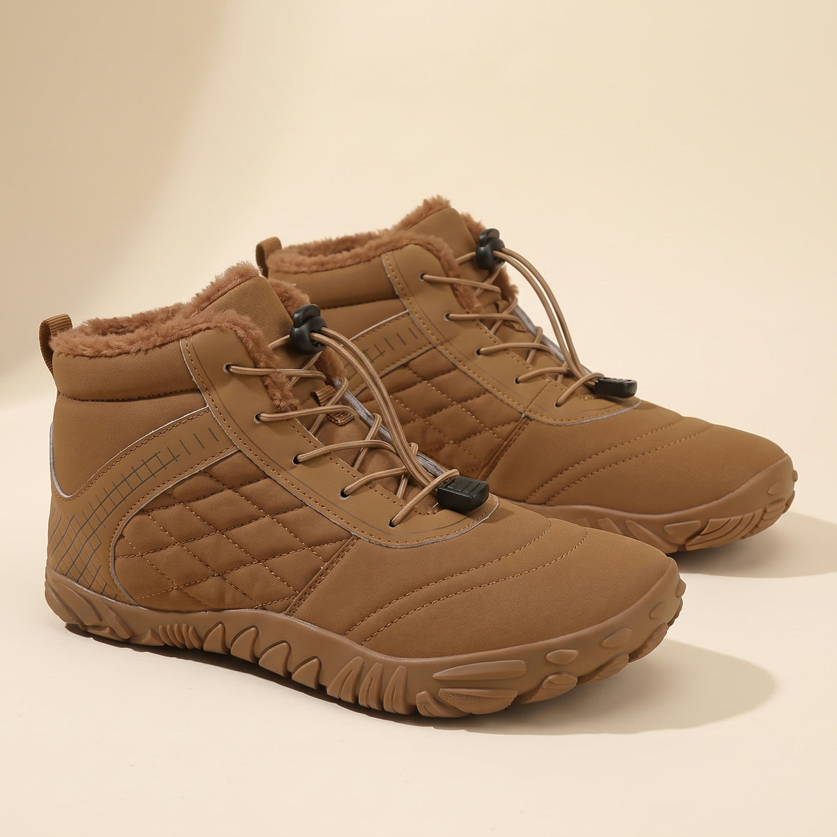 Vorst winterboot in bruin, paar van opzij