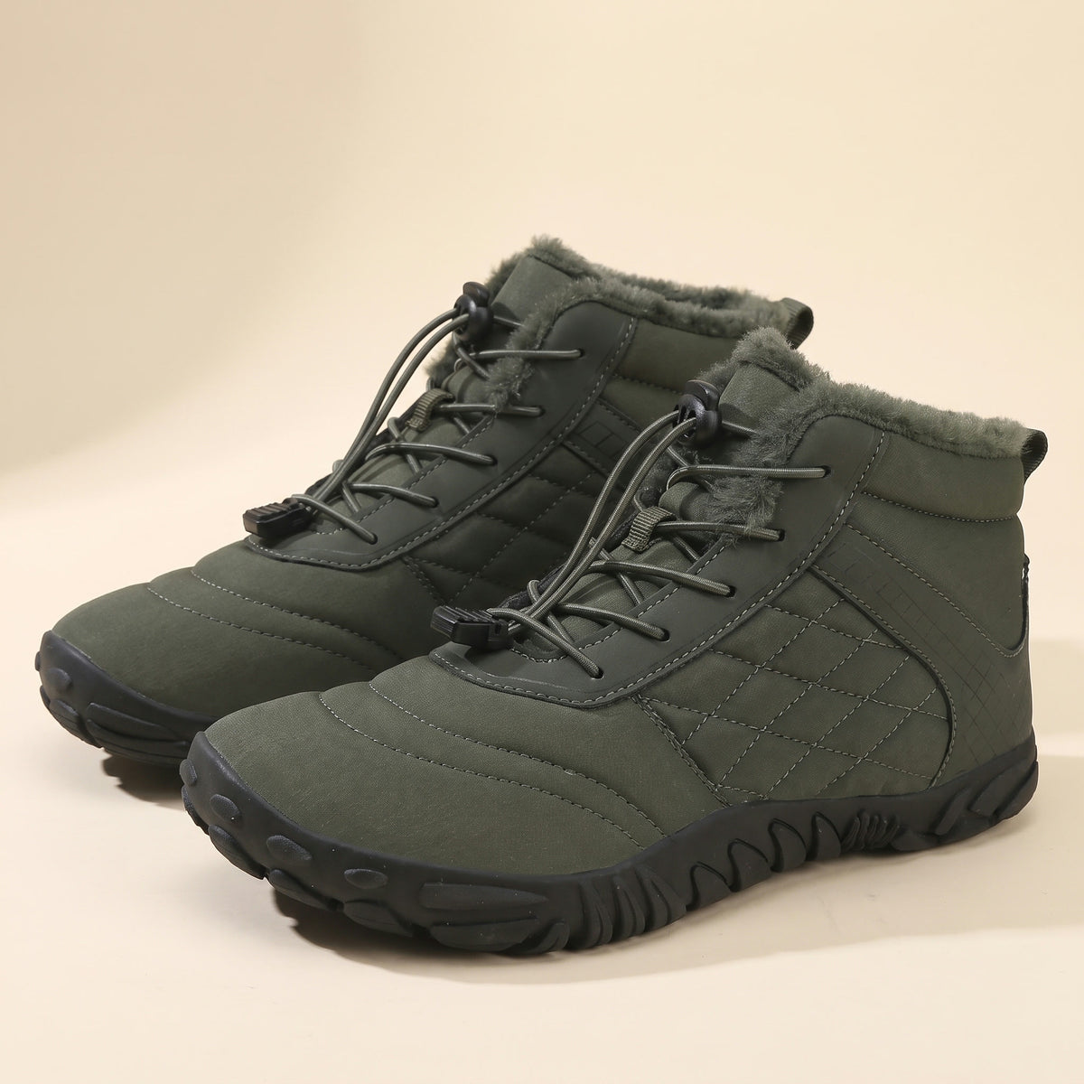 Vorst winterboot in groen, paar van opzij