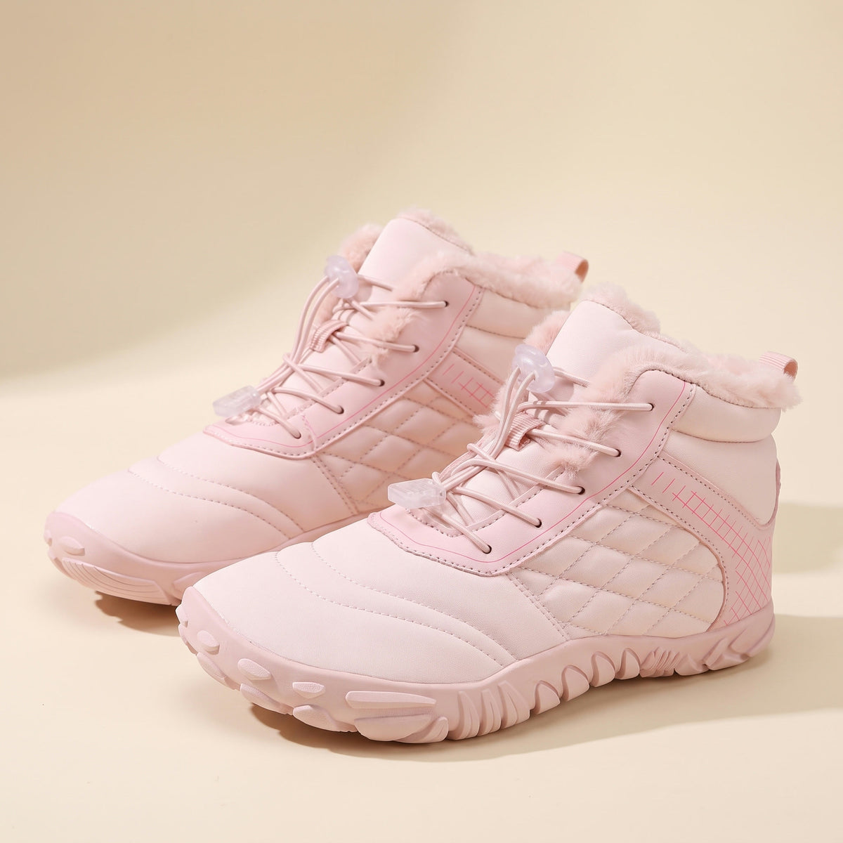 Vorst winterboot in roze, paar van opzij