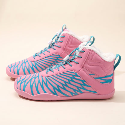 Wiek winterboot in roze, paar van opzij